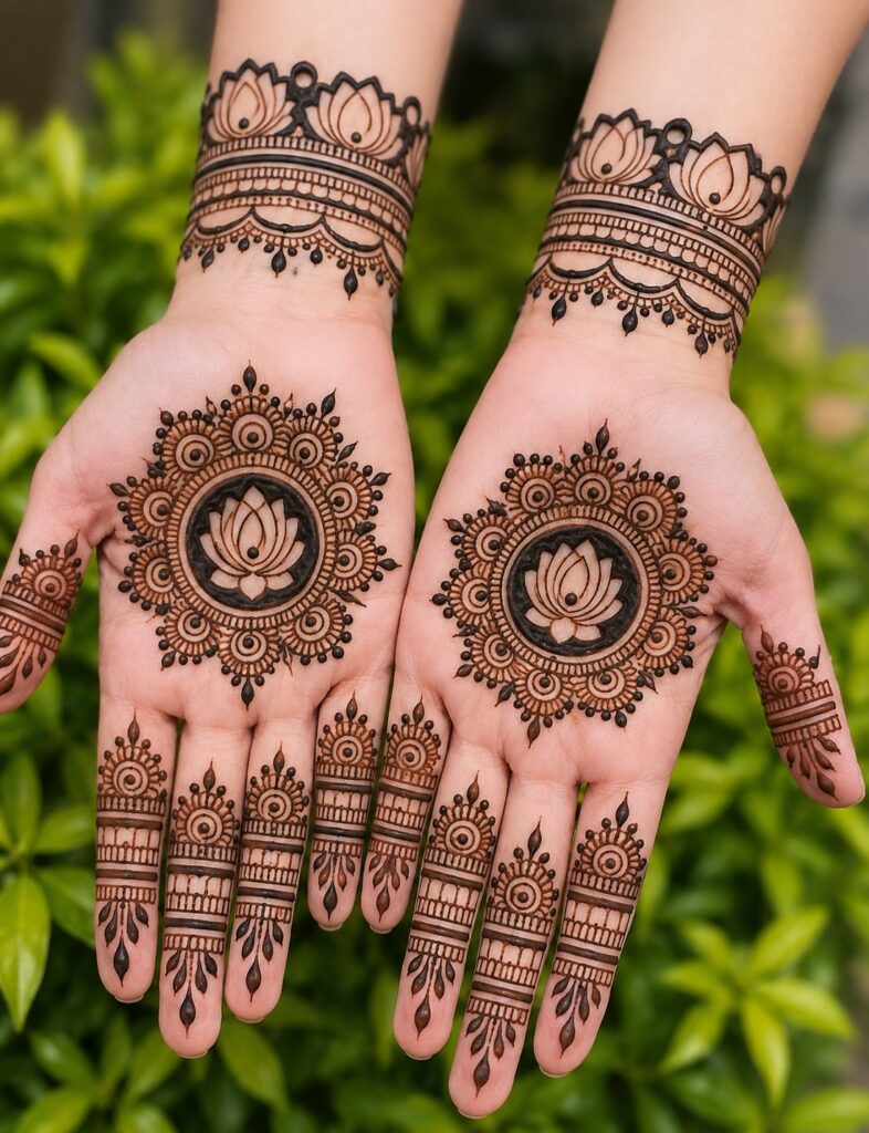 Mehendi Round | Royal Front Hand Mehndi Design | Simple Aesthetic Bridal Mehendi Ideas